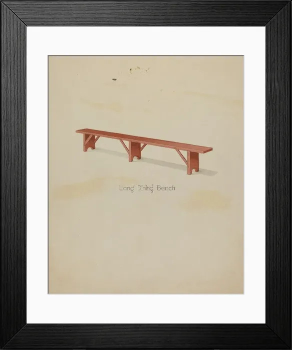 Framed Print : Shaker Long House Bench, 1935 / 1942. Creator: Lawrence Foster Framed Print : Shaker Long House Bench, 1935 / 1942. Creator: Lawrence Foster