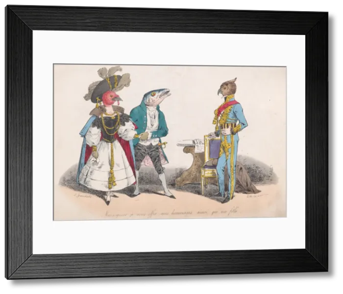 Framed Print : Sir, I offer you my respects and my daughter from Metamorphoses of the Day, 1829 Framed Print : Sir, I offer you my respects and my daughter from Metamorphoses of the Day, 1829