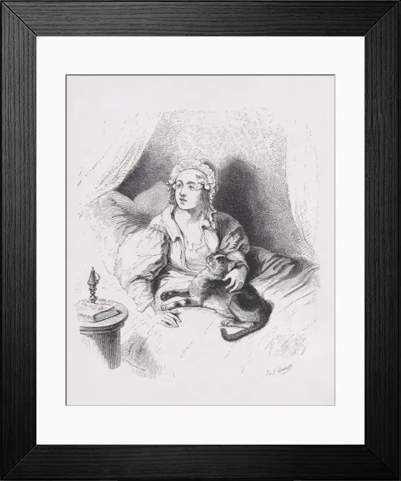 Framed Print : The Female Cat from The Complete Works of Beranger, 1836. Creator: John Thompson Framed Print : The Female Cat from The Complete Works of Beranger, 1836. Creator: John Thompson