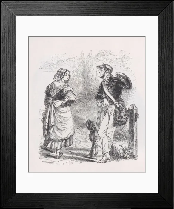 Framed Print : The Hunter and the Milkmaid from The Complete Works of Beranger, 1836 Framed Print : The Hunter and the Milkmaid from The Complete Works of Beranger, 1836