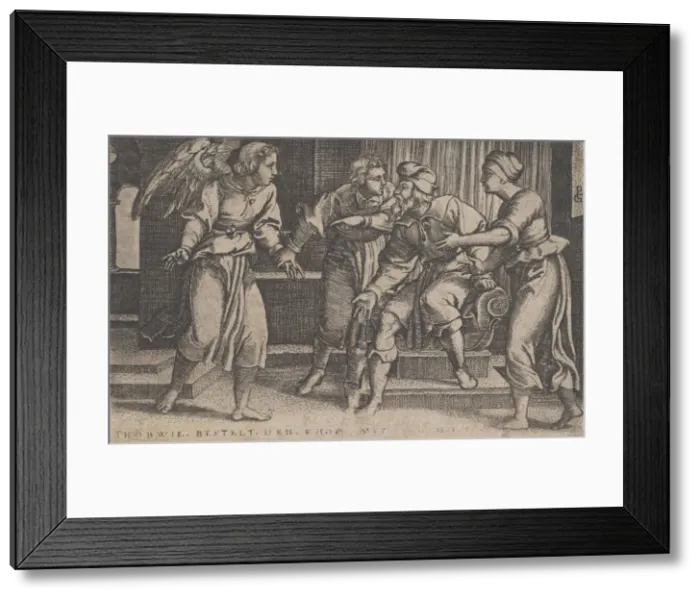 Framed Print : Tobias and the Archangel Raphael, from The Story of Tobias, 1543. Creator: Georg Pencz Framed Print : Tobias and the Archangel Raphael, from The Story of Tobias, 1543. Creator: Georg Pencz