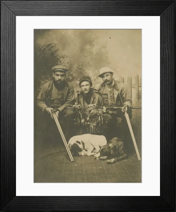 Framed Print : Photograph of a hunting party, ca. 1903. Creator: Unknown Framed Print : Photograph of a hunting party, ca. 1903. Creator: Unknown