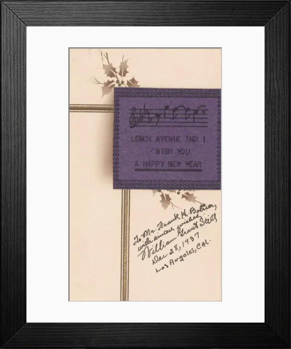 Framed Print : Holiday card from William Grant Still, 1937. Creator: Unknown Framed Print : Holiday card from William Grant Still, 1937. Creator: Unknown