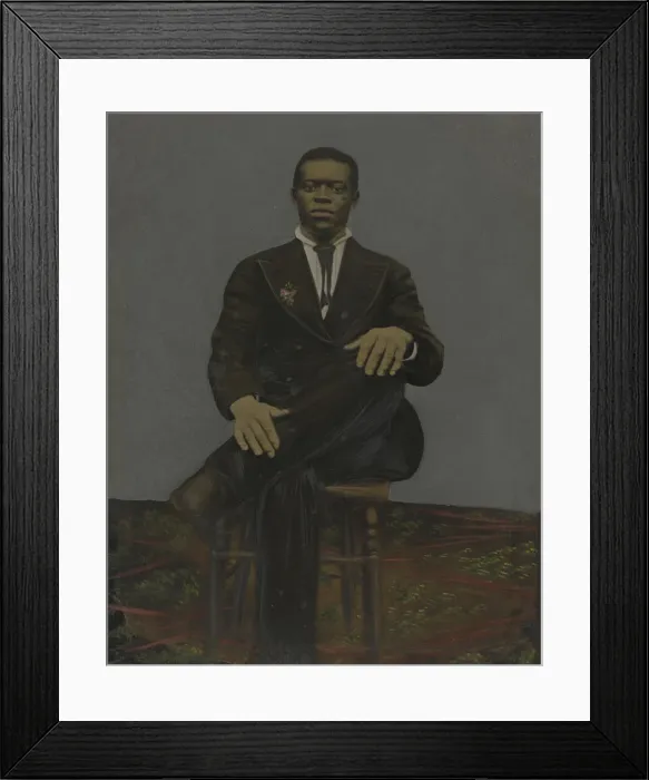 Framed Print : Tintype of a man wearing a suit with a pendant on the lapel, early 20th century Framed Print : Tintype of a man wearing a suit with a pendant on the lapel, early 20th century