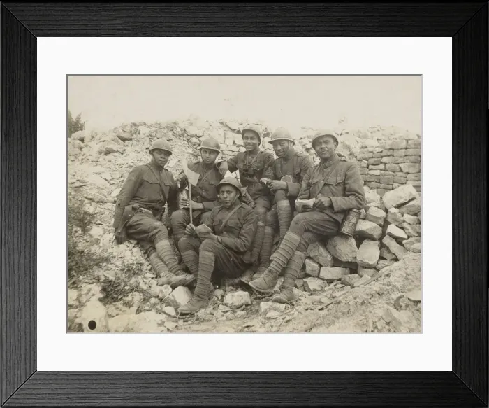 Framed Print : Photographic postcard of soliders in World War One at Verdun, July 2018. Creator: Unknown Framed Print : Photographic postcard of soliders in World War One at Verdun, July 2018. Creator: Unknown