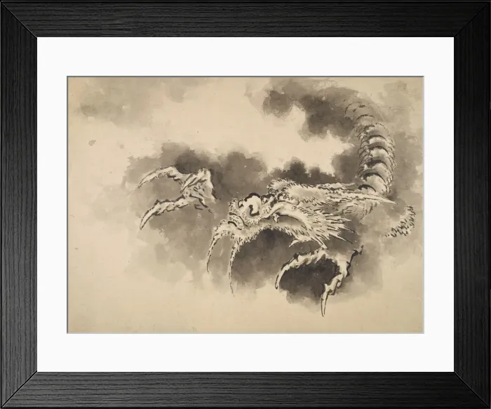Framed Print : Dragon emerging from clouds, Edo period, 19th century. Creator: Hokusai Framed Print : Dragon emerging from clouds, Edo period, 19th century. Creator: Hokusai