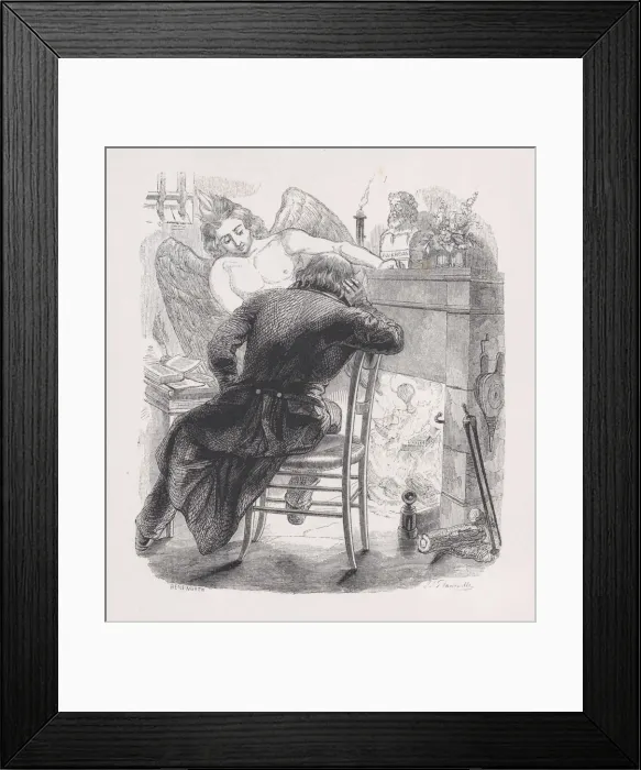 Framed Print : The Prisonners Fire from The Complete Works of Beranger, 1836 Framed Print : The Prisonners Fire from The Complete Works of Beranger, 1836