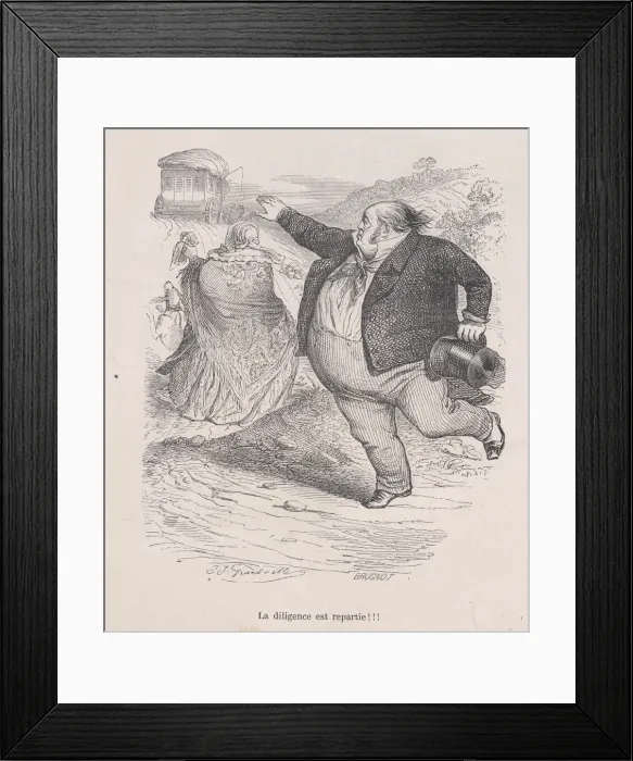 Framed Print : The diligence is gone!!! from the Little Miseries of Human Life, 1843. Creator: Brugnot Framed Print : The diligence is gone!!! from the Little Miseries of Human Life, 1843. Creator: Brugnot