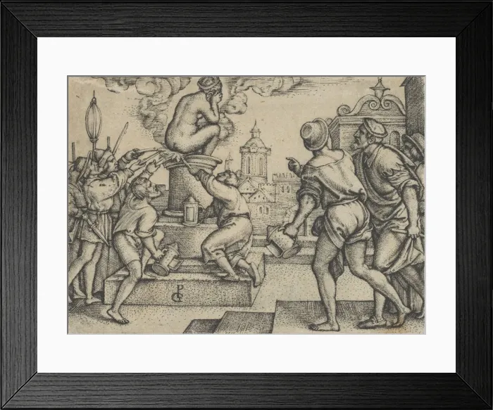 Framed Print : The Courtesan Punished, from The Story of the Magician Virgil. Creator: Georg Pencz Framed Print : The Courtesan Punished, from The Story of the Magician Virgil. Creator: Georg Pencz