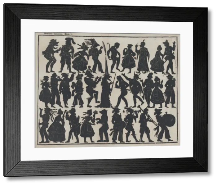 Framed Print : Sheet 1 of figures for Chinese shadow puppets, ca. 1850-70. Creator: Juan Llorens Framed Print : Sheet 1 of figures for Chinese shadow puppets, ca. 1850-70. Creator: Juan Llorens