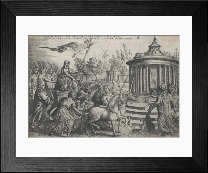 Framed Print : The Triumph of Chastity on Love, from the Triumphs of Petrarch. Creator: Georg Pencz Framed Print : The Triumph of Chastity on Love, from the Triumphs of Petrarch. Creator: Georg Pencz