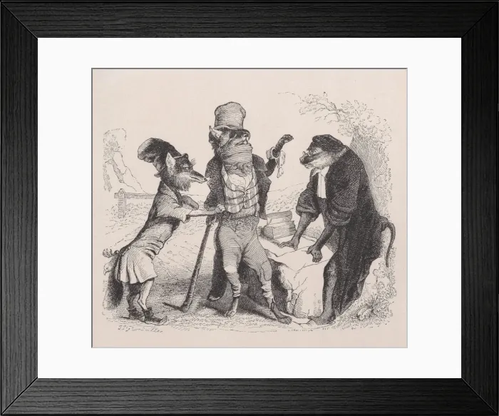 Framed Print : The Wolf pleading against the Fox, in front of the Monkey, ca. 1838 Framed Print : The Wolf pleading against the Fox, in front of the Monkey, ca. 1838