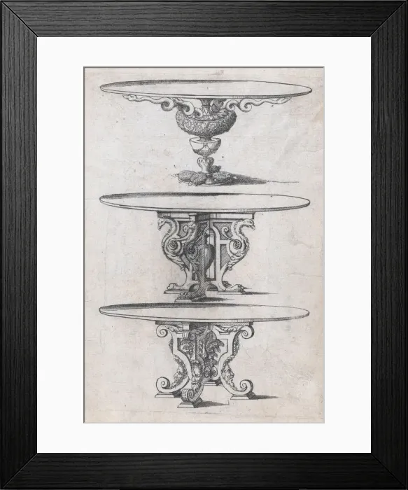 Framed Print : Three Round Table Designs, 1565-70. Creator: Jacques Androuet Du Cerceau Framed Print : Three Round Table Designs, 1565-70. Creator: Jacques Androuet Du Cerceau