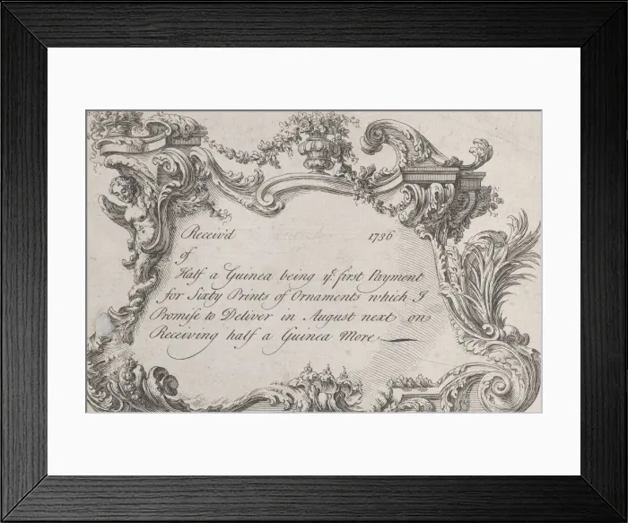 Framed Print : Trade card for Frazer, Army Printer, Stationer and Bookbinder, 1736 Framed Print : Trade card for Frazer, Army Printer, Stationer and Bookbinder, 1736