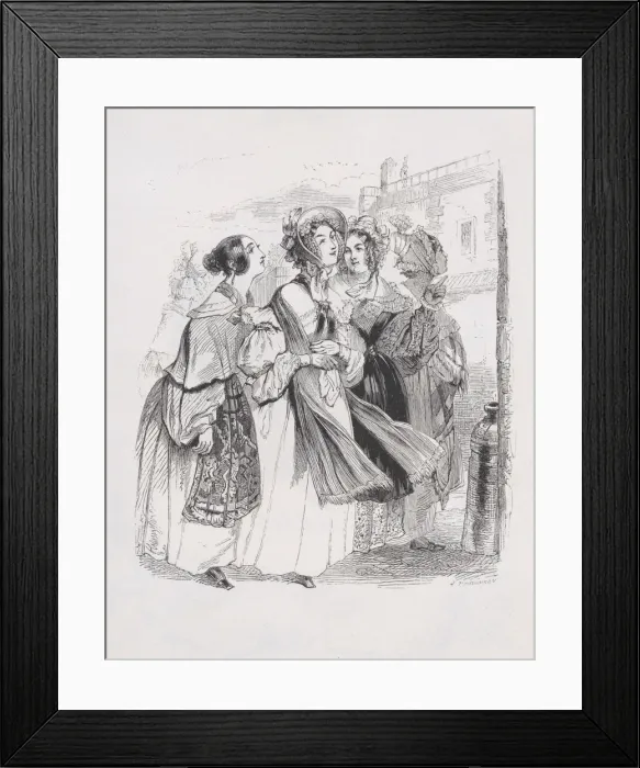 Framed Print : Passing Young Girls from The Complete Works of Beranger, 1836 Framed Print : Passing Young Girls from The Complete Works of Beranger, 1836
