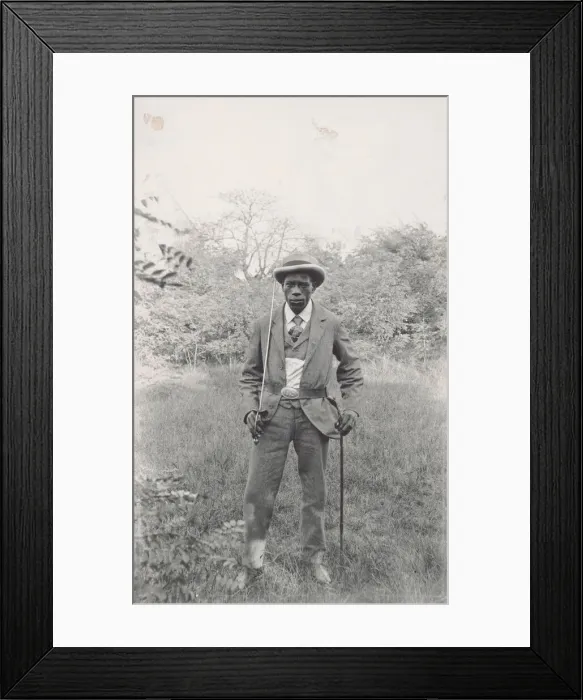 Framed Print : Photograph of an unidentified man holding a saber, ca. 1920. Creator: Unknown Framed Print : Photograph of an unidentified man holding a saber, ca. 1920. Creator: Unknown
