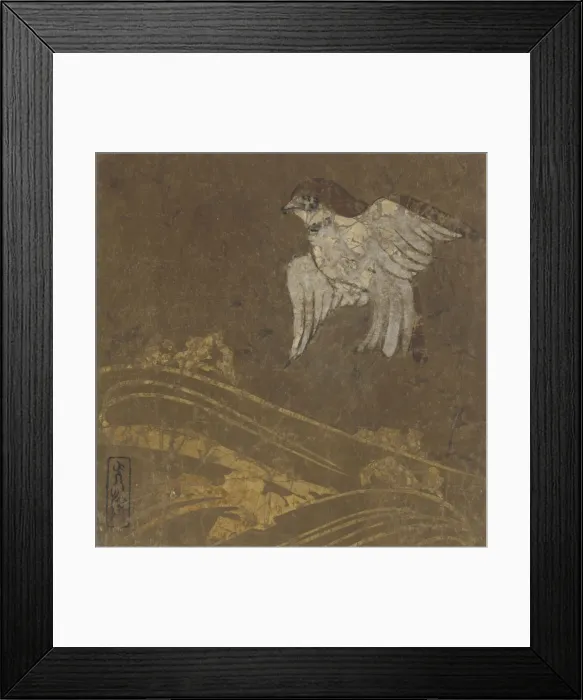 Framed Print : Waves and bird, Edo period, late 16th-early 17th century. Creator: Hon'ami Koetsu Framed Print : Waves and bird, Edo period, late 16th-early 17th century. Creator: Hon'ami Koetsu