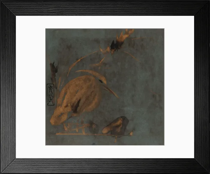 Framed Print : Heron and reeds, Edo period, early 17th century. Creator: Hon'ami Koetsu Framed Print : Heron and reeds, Edo period, early 17th century. Creator: Hon'ami Koetsu