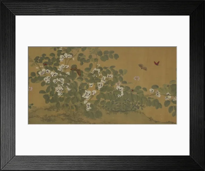 Framed Print : Broad Bean Flowers and Butterflies, Ming dynasty, 15th century. Creator: Unknown Framed Print : Broad Bean Flowers and Butterflies, Ming dynasty, 15th century. Creator: Unknown