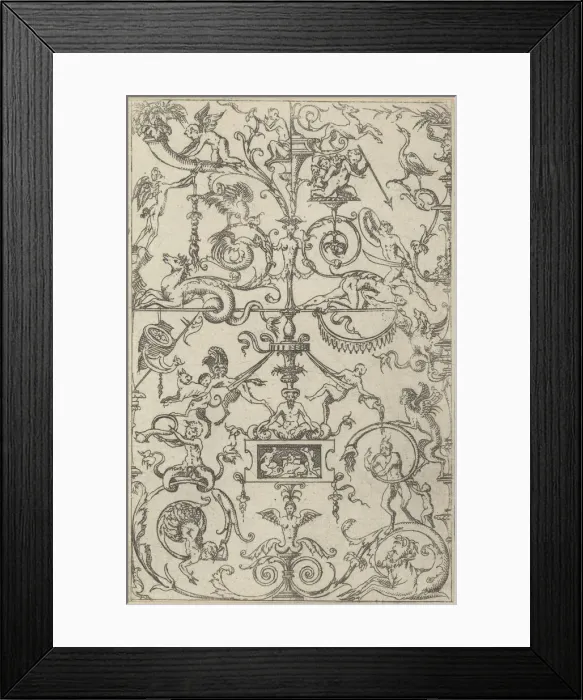Framed Print : Grotesque Panel, 1550. Creator: Jacques Androuet Du Cerceau Framed Print : Grotesque Panel, 1550. Creator: Jacques Androuet Du Cerceau