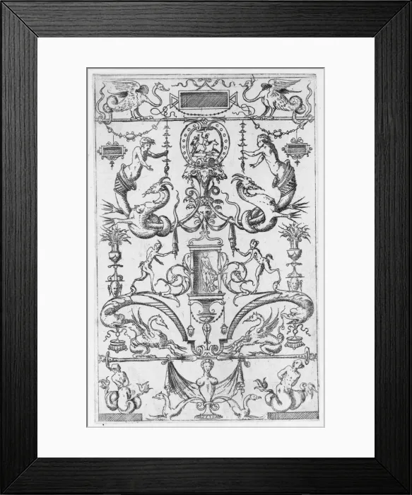 Framed Print : Grotesque Panel, 1550. 1550. Creator: Jacques Androuet Du Cerceau Framed Print : Grotesque Panel, 1550. 1550. Creator: Jacques Androuet Du Cerceau