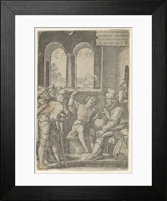 Framed Print : Joseph Describing His Dream, from The Story of Joseph, 1544. Creator: Georg Pencz Framed Print : Joseph Describing His Dream, from The Story of Joseph, 1544. Creator: Georg Pencz
