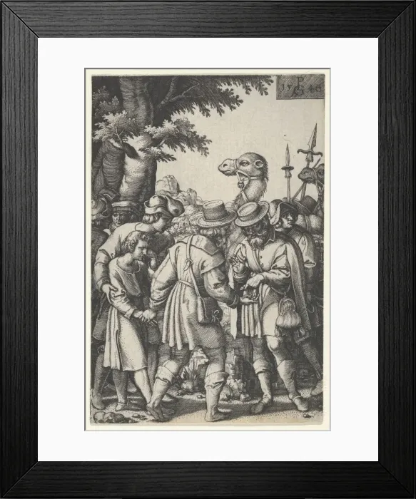 Framed Print : Joseph Sold to the Merchants, from The Story of Joseph, 1546. Creator: Georg Pencz Framed Print : Joseph Sold to the Merchants, from The Story of Joseph, 1546. Creator: Georg Pencz