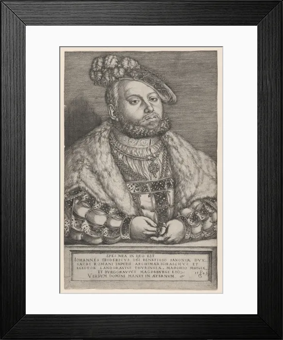 Framed Print : Portrait of Johann Friedrich the Magnanimous, Elector of Saxony, 1543 Framed Print : Portrait of Johann Friedrich the Magnanimous, Elector of Saxony, 1543