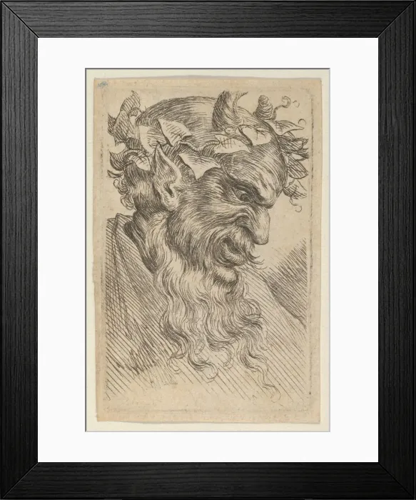 Framed Print : Satyr Mask with a Crown of Ivy, Facing Right, from Divers Masques, ca. 1635-45 Framed Print : Satyr Mask with a Crown of Ivy, Facing Right, from Divers Masques, ca. 1635-45