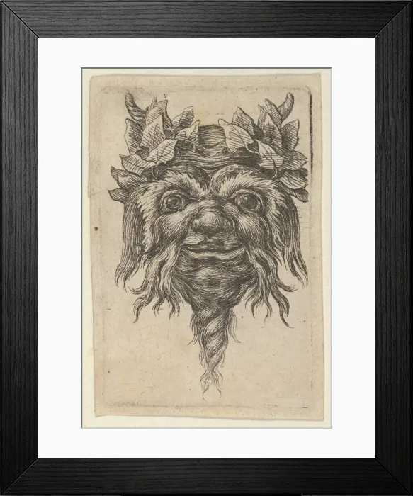 Framed Print : Satyr Mask with a Spiral-Shaped Beard and Ivy Grouped Around Each Horn, from Divers Framed Print : Satyr Mask with a Spiral-Shaped Beard and Ivy Grouped Around Each Horn, from Divers