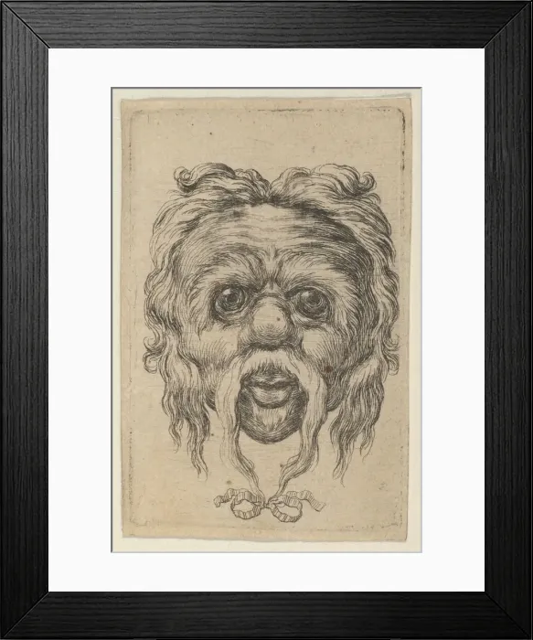 Framed Print : Mask with a Long Mustache Tied with a Ribbon Beneath the Chin, from Divers Masques, ca Framed Print : Mask with a Long Mustache Tied with a Ribbon Beneath the Chin, from Divers Masques, ca