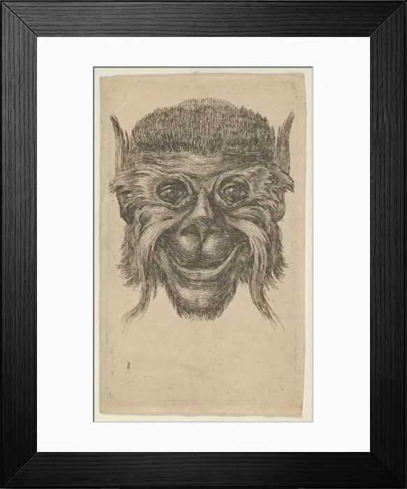 Framed Print : Monkey Mask, from Divers Masques, ca. 1635-45. Creator: Francois Chauveau Framed Print : Monkey Mask, from Divers Masques, ca. 1635-45. Creator: Francois Chauveau