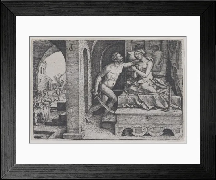 Framed Print : Tarquinius Rapes Lucretia, from Scenes from Roman History. Creator: Georg Pencz Framed Print : Tarquinius Rapes Lucretia, from Scenes from Roman History. Creator: Georg Pencz