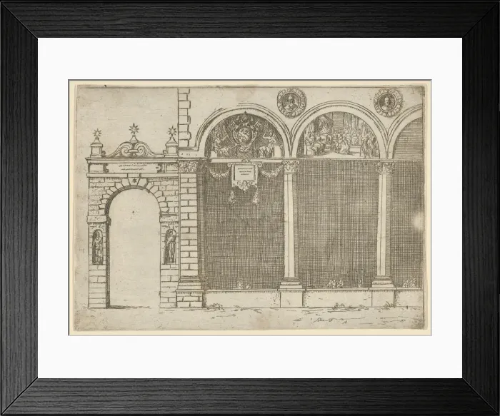 Framed Print : The arcade of the palace of the Archbishop of Bologna with temporary decorations for Framed Print : The arcade of the palace of the Archbishop of Bologna with temporary decorations for