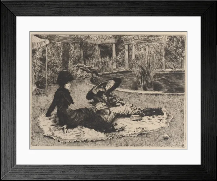 Framed Print : On the Grass, 1880. Creator: James Tissot Framed Print : On the Grass, 1880. Creator: James Tissot