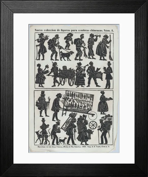 Framed Print : Sheet 1 of figures for Chinese shadow puppets, 1859. Creator: Juan Llorens Framed Print : Sheet 1 of figures for Chinese shadow puppets, 1859. Creator: Juan Llorens