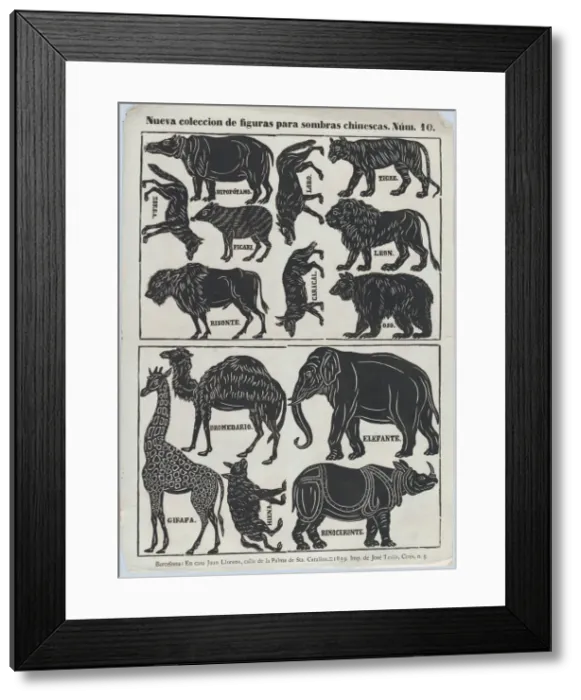 Framed Print : Sheet 10 of figures for Chinese shadow puppets, 1859. Creator: Juan Llorens Framed Print : Sheet 10 of figures for Chinese shadow puppets, 1859. Creator: Juan Llorens
