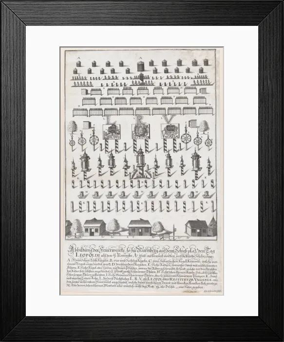 Framed Print : Plan for the fireworks display in honor of Emperor Leopold, Nuremberg, November 15 Framed Print : Plan for the fireworks display in honor of Emperor Leopold, Nuremberg, November 15