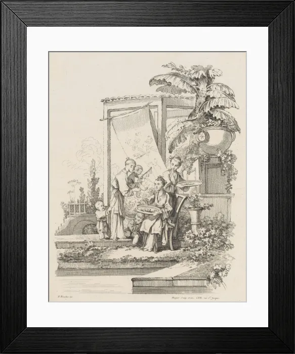 Framed Print : Seated Woman with Children and Servants, ca. 1738-45. Creator: Gabriel Huquier Framed Print : Seated Woman with Children and Servants, ca. 1738-45. Creator: Gabriel Huquier