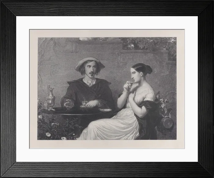 Framed Print : The Cafe, 1840. Creator: Francois-Joseph-Aimede Lemud Framed Print : The Cafe, 1840. Creator: Francois-Joseph-Aimede Lemud