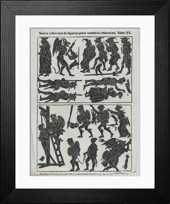 Framed Print : Sheet 14 of figures for Chinese shadow puppets, 1859. Creator: Juan Llorens Framed Print : Sheet 14 of figures for Chinese shadow puppets, 1859. Creator: Juan Llorens