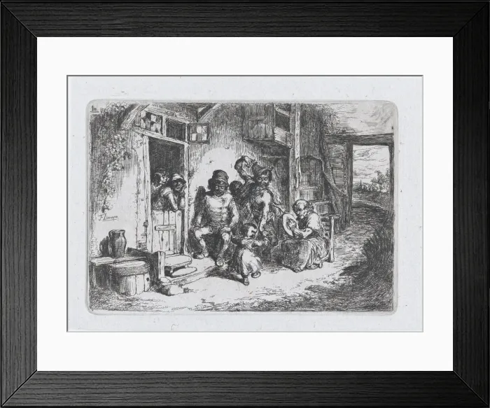 Framed Print : Plate 10: two figures dancing, another seated playing an drum Framed Print : Plate 10: two figures dancing, another seated playing an drum