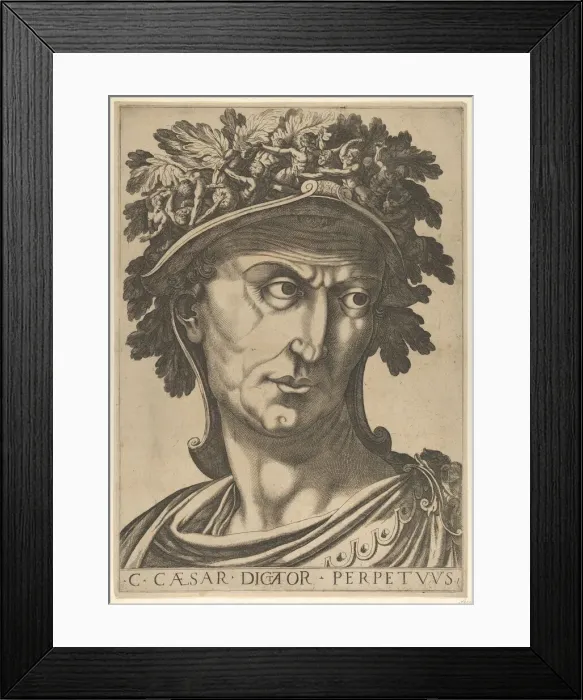 Framed Print : Plate 1: Julius Caesar looking to the right, from The Twelve Caesars, 1610-40 Framed Print : Plate 1: Julius Caesar looking to the right, from The Twelve Caesars, 1610-40