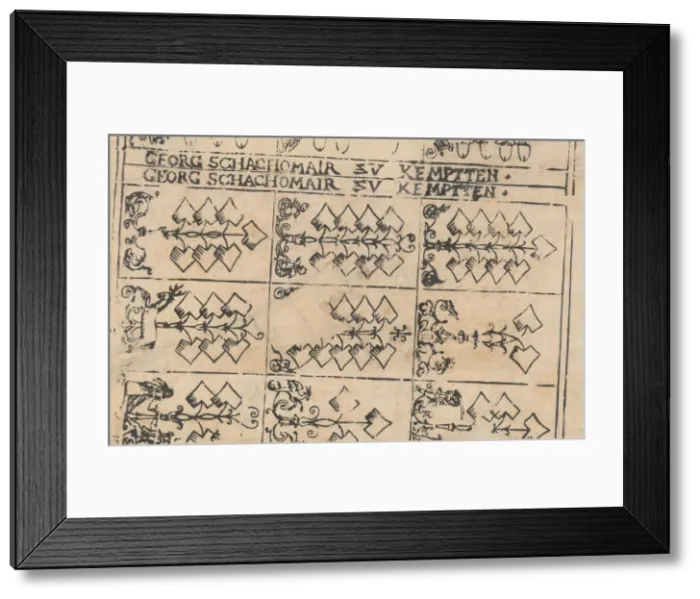 Framed Print : Sheet of Playing Cards, 1575-1600. Creator: Georg Schachomair