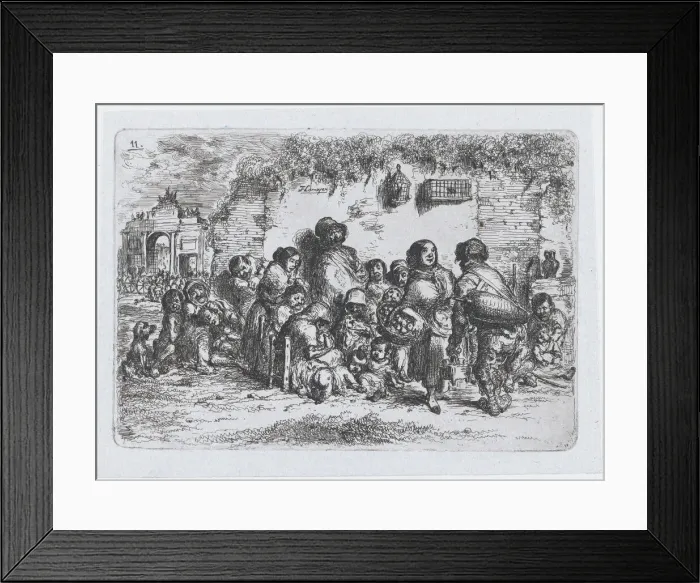 Framed Print : Plate 11: a group of people outdoors, from the series of customs Framed Print : Plate 11: a group of people outdoors, from the series of customs