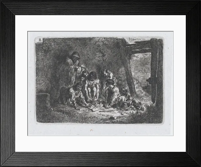 Framed Print : Plate 8: a group of figures some of whom are playing a game Framed Print : Plate 8: a group of figures some of whom are playing a game