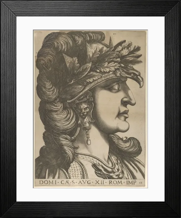 Framed Print : Plate 12: Domitian in profile to the right, from The Twelve Caesars, 1610-40 Framed Print : Plate 12: Domitian in profile to the right, from The Twelve Caesars, 1610-40