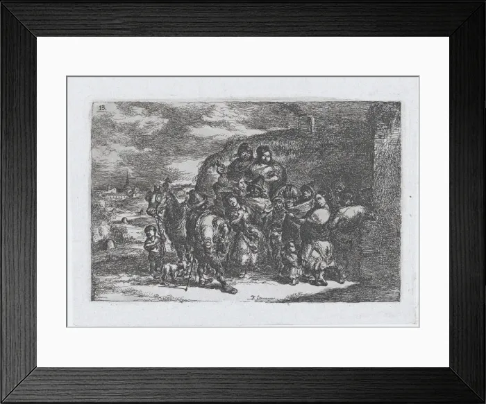 Framed Print : Plate 13: a group of people outdoors including possibly musicians Framed Print : Plate 13: a group of people outdoors including possibly musicians