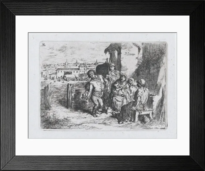 Framed Print : Plate 16: a group of people outdoors, including a man pouring wine or water from a vessel Framed Print : Plate 16: a group of people outdoors, including a man pouring wine or water from a vessel