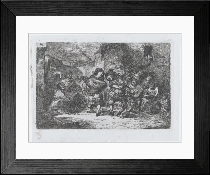 Framed Print : Plate 17: street musicians and dancing figures, from the series of customs Framed Print : Plate 17: street musicians and dancing figures, from the series of customs